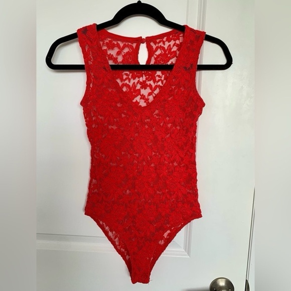 Red  Lace Bodysuit